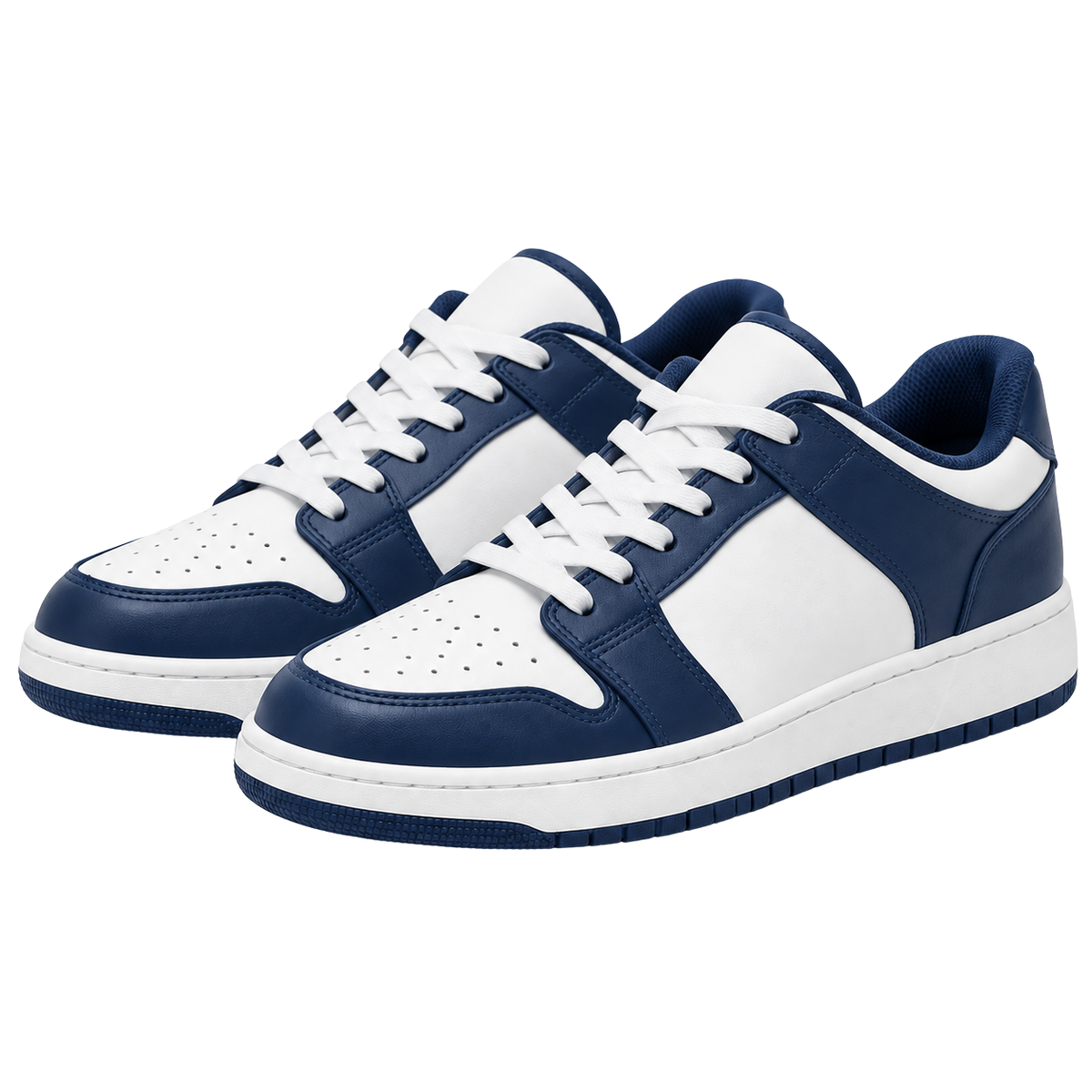 Premium Low-Top Leather Sneakers – Navy Blue & White | Jhonny Foursclose