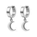 Premium Stainless Steel Crescent Moon Hoop Earrings – Polished Silver | Jhonny Foursclose