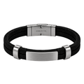 Premium Black Suede & Stainless Steel Bracelet – Brushed Silver | Jhonny Foursclose