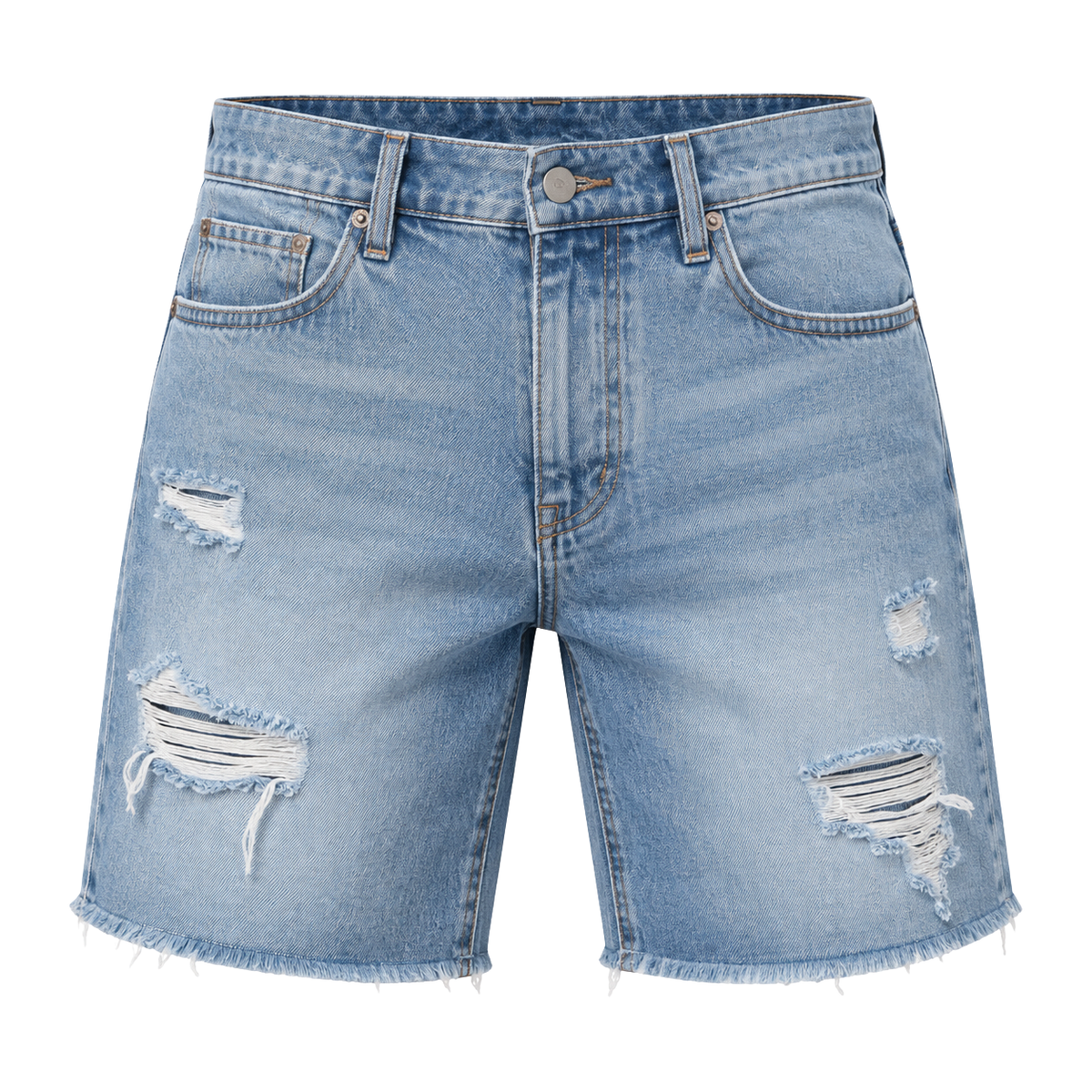 Premium Distressed Denim Shorts – Light Blue Wash | Jhonny Foursclose