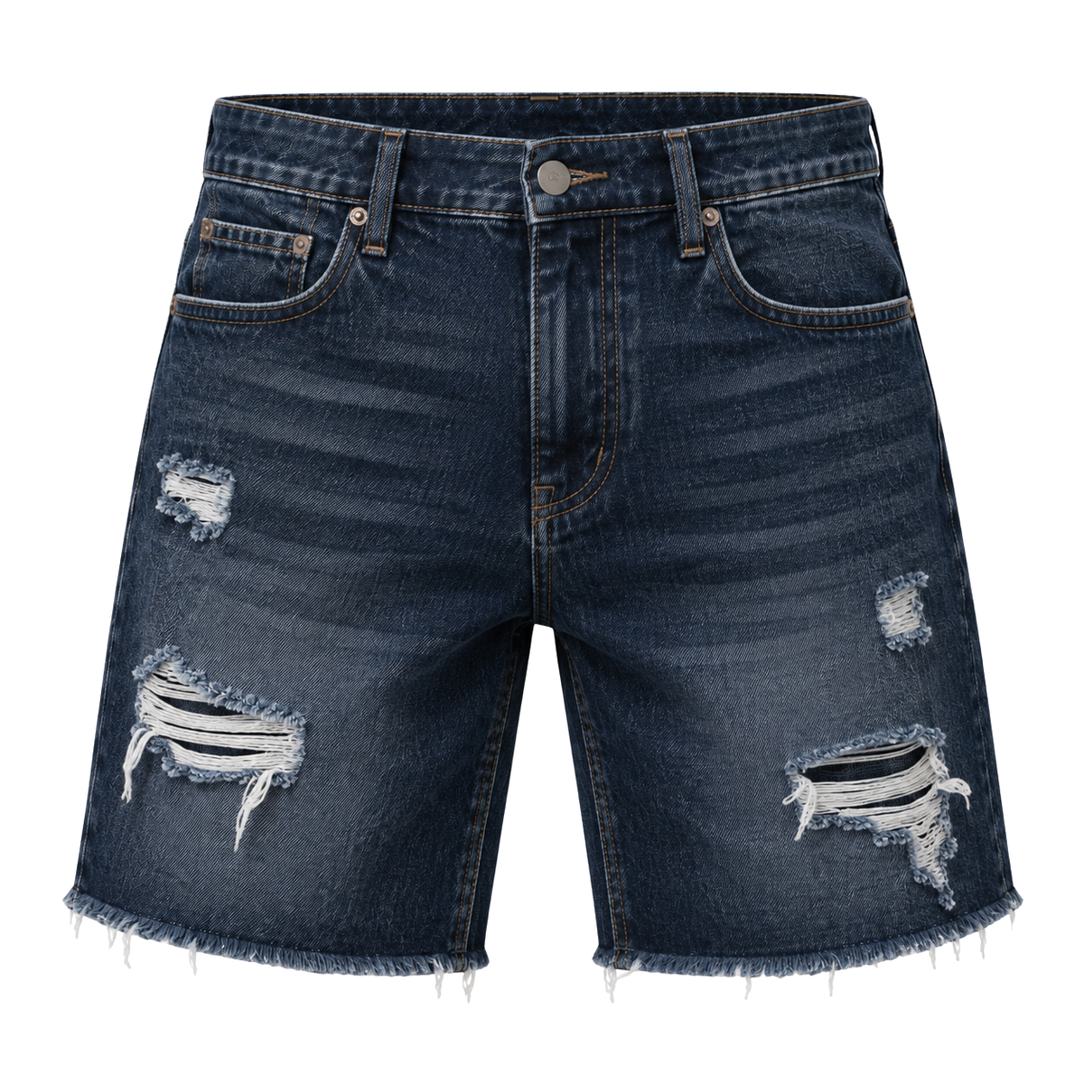 Premium Distressed Denim Shorts – Dark Indigo | Jhonny Foursclose