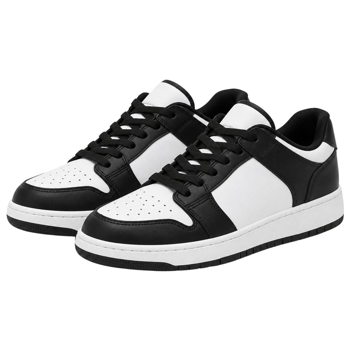 Premium Low-Top Leather Sneakers – Black & White | Jhonny Foursclose